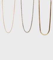 New Look 3 Pack Gold and Silver Diamante Chain Necklaces